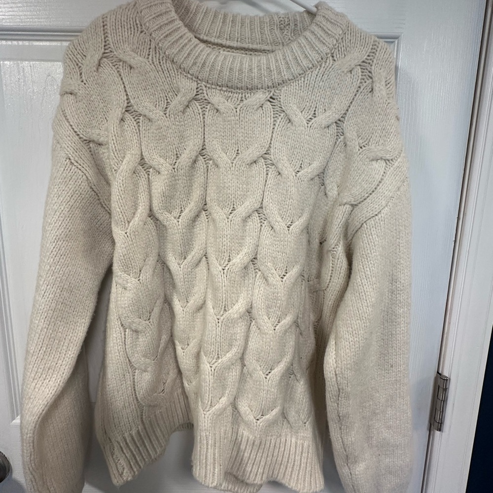 LC Lauren Conrad Cream Cable Knit Sweater
